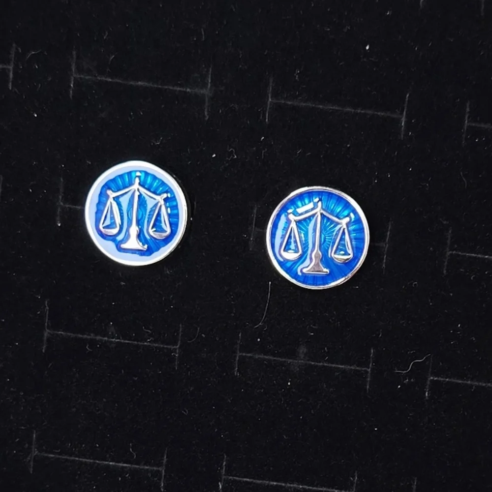 Scales of Justice Cufflinks Blue Sunburst Lawyer Attorney French Cuff Formal Tux